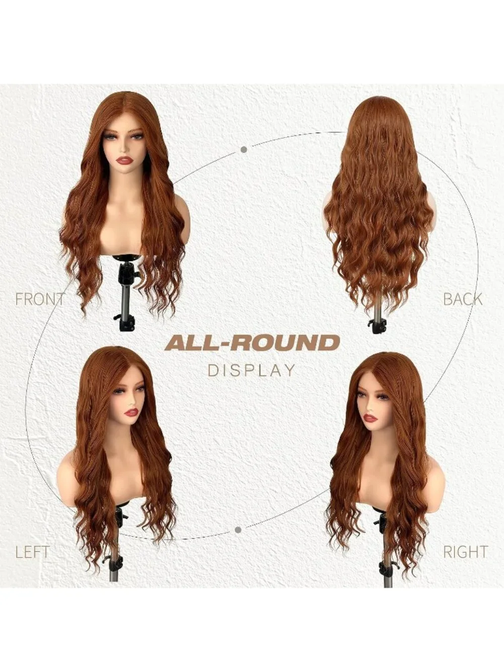 Women's Copper 26 Inch Long Synthetic Middle Part Lace Front Wavy Wig